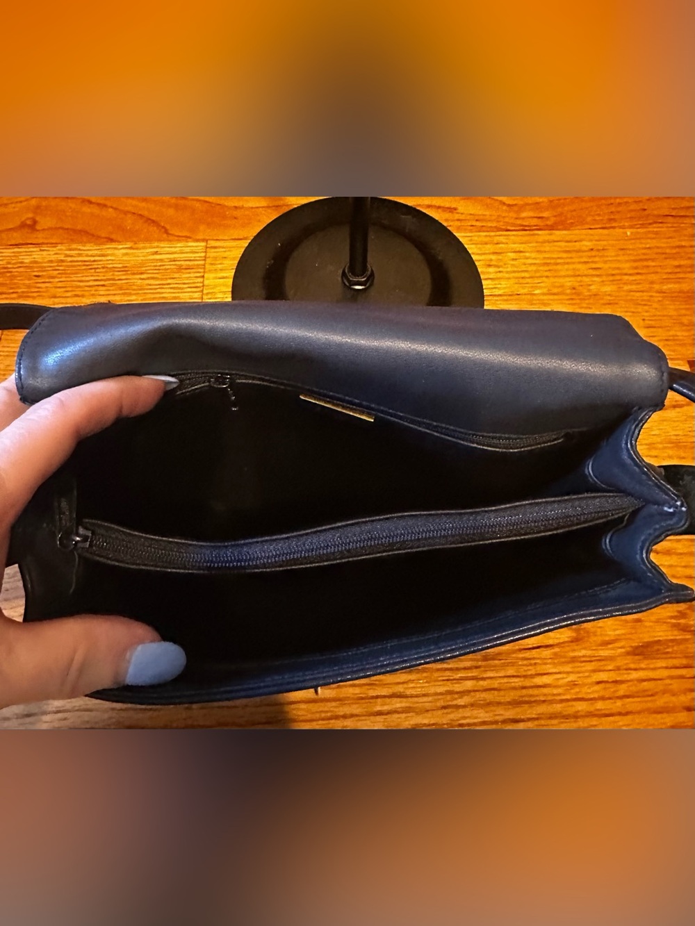 Perlina Navy Blue Crossbody LeatherBag - Picture 9 of 10